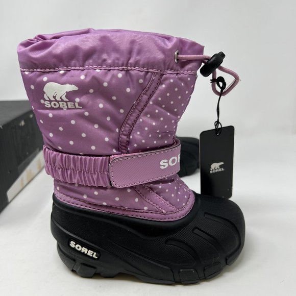 Sorel Childrens Flurry Print Boot Size 8 Kids Violet Haze Polka Dot NEW in BOX! - Picture 5 of 9